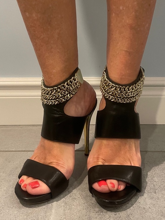 Guess by Marciano Shoes - MARCIANO Black with Gold Chain High Heel Sandals